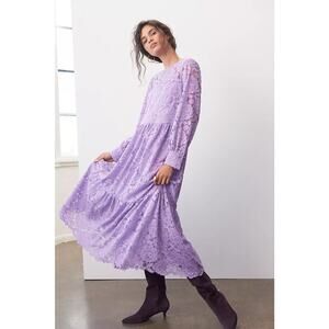 HUTCH Anthropologie Purple Olivia Lace Midi Dress NWT